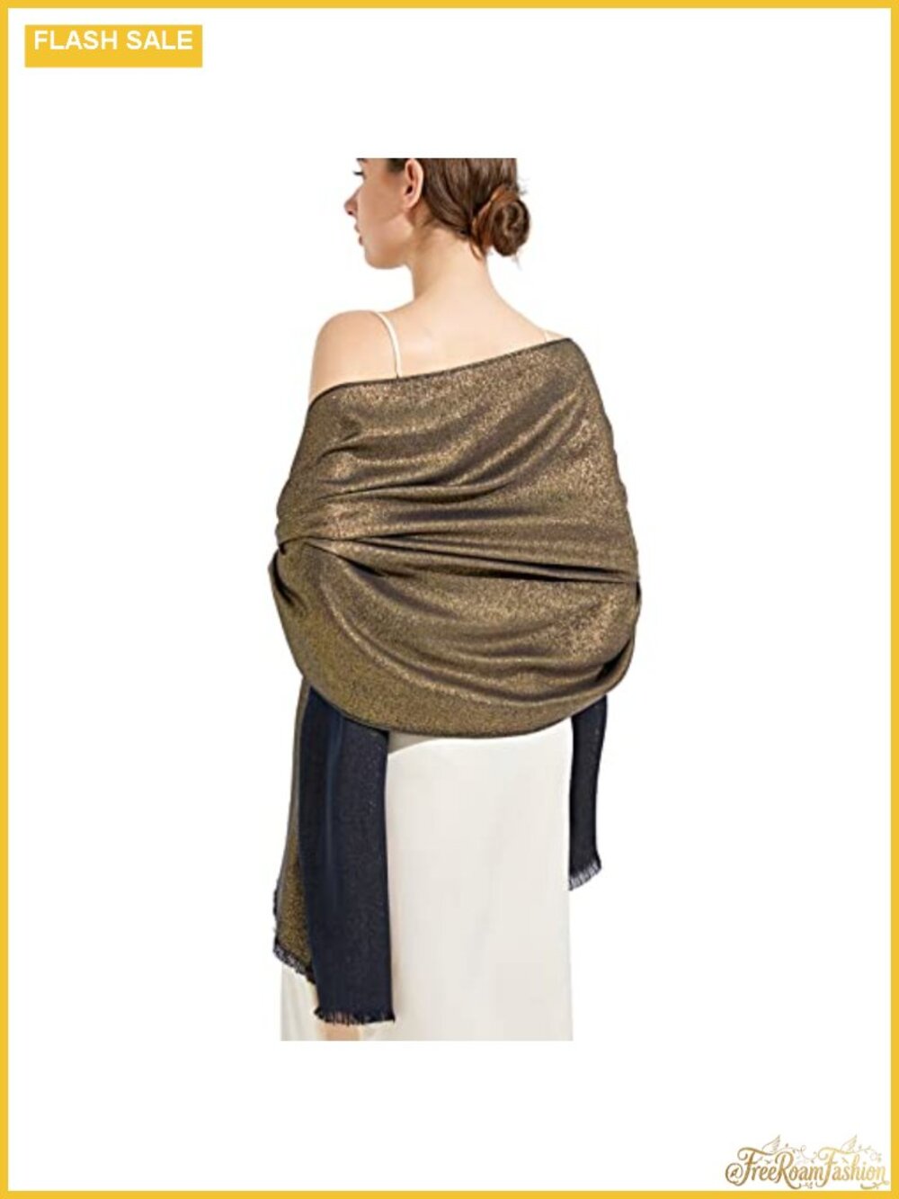 Metallic Pashmina Shawl Wrap Reversible Evening Wedding Scarf